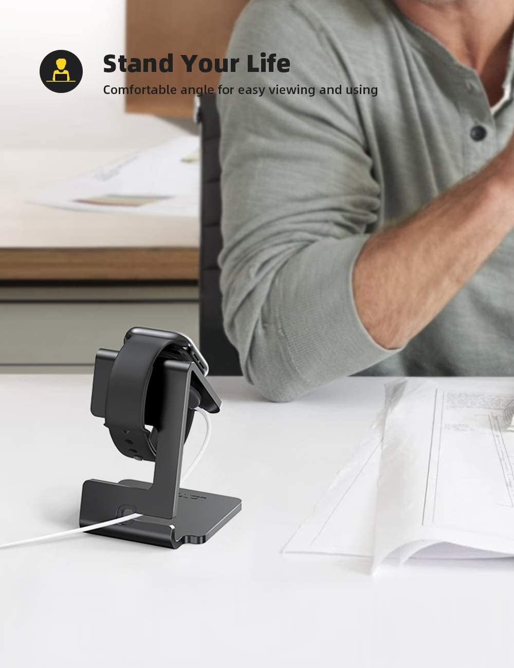 Watch Stand for Apple Watch Magnetic Fast Charger - Desk Charging Stand Holder Dock for Apple Iwatch Series SE3 SE2 Ultra 3, Series 11 10 9 8 7 6 5(49Mm 46Mm 45Mm 44Mm 42Mm 41Mm 40Mm 38Mm)