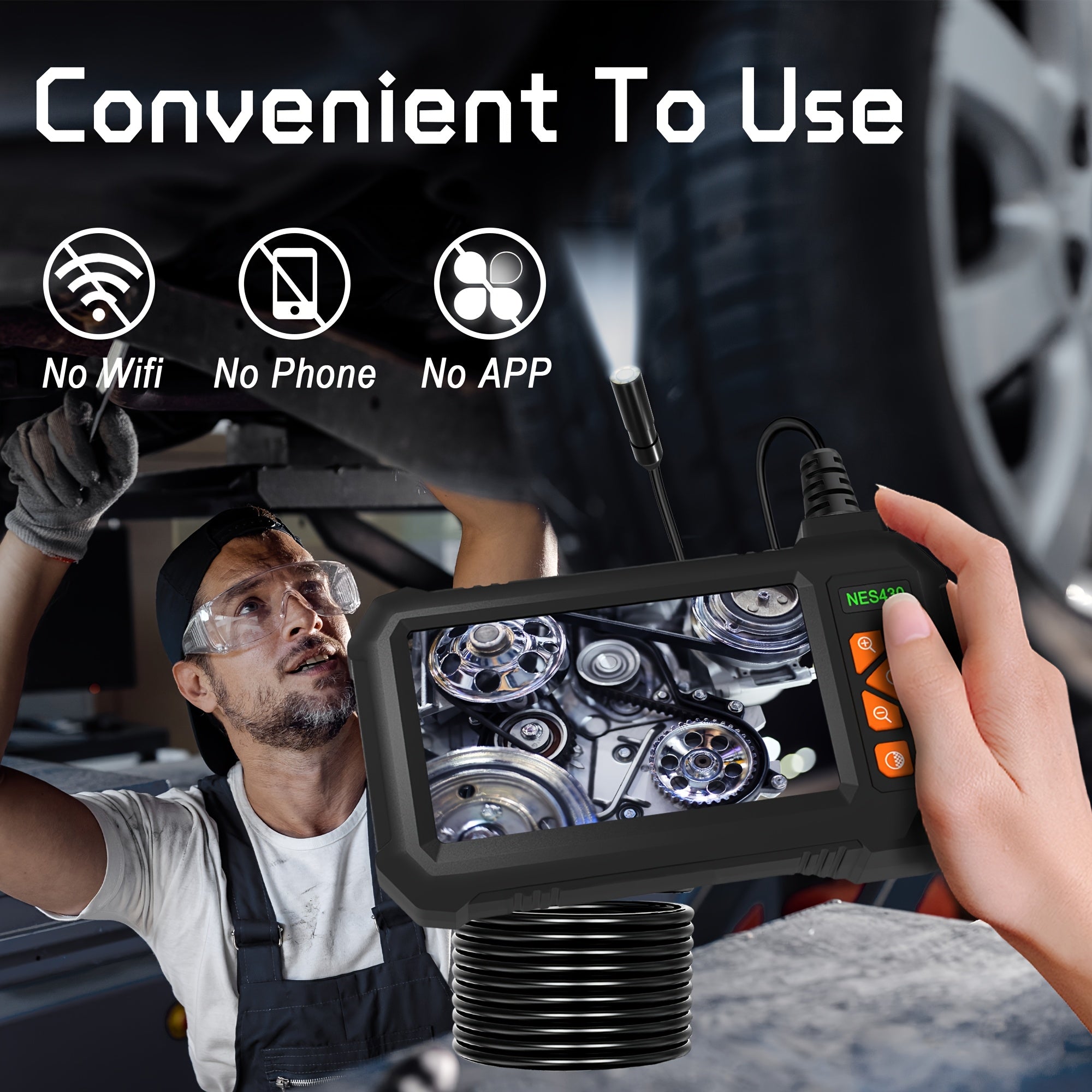 NNETM Borescope Camera with Light & Screen (1080P HD)-4