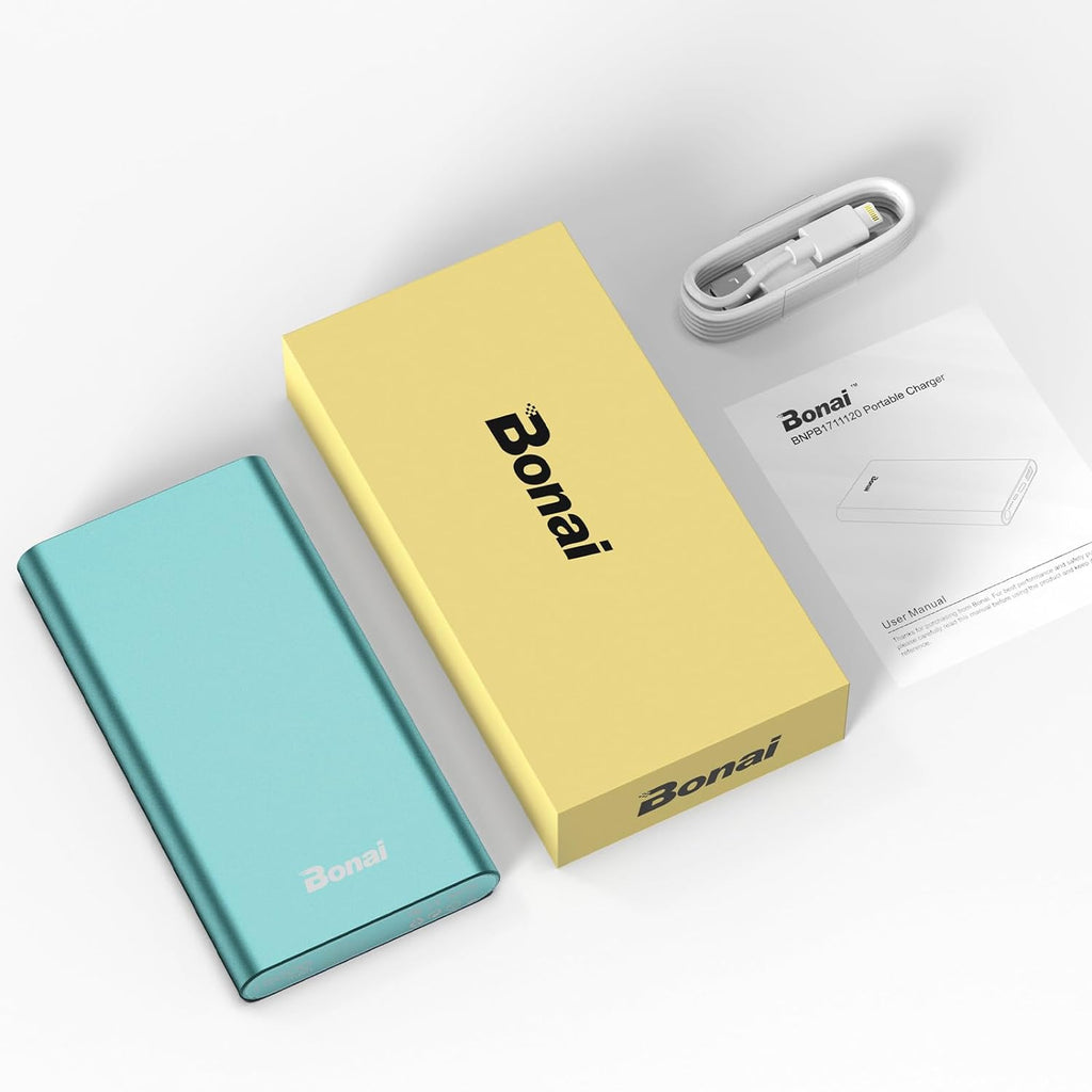 Portable Charger 12,000Mah 5V/3A Fast Charging Power Bank, Dural Input & Output Ports (USB-C in & Out) Portable Phone Charger for Iphone 17/16/15/14/13/12 Series Galxy Android Ipad Etc - Mint