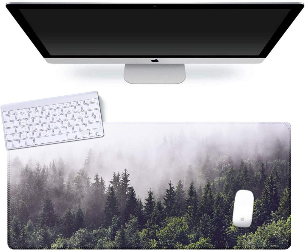 Extended Gaming Mouse Pad, Large Non-Slip Rubber Base Mousepad with Stitched Edges, Waterproof Keyboard Mouse Mat Desk Pad for Work, Game, Office, Home - Forest (Extended X-Large)