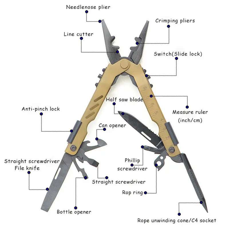 Multitool Multifunctional Stainless steel Pliers For Camping, Hiking and everyday Use
